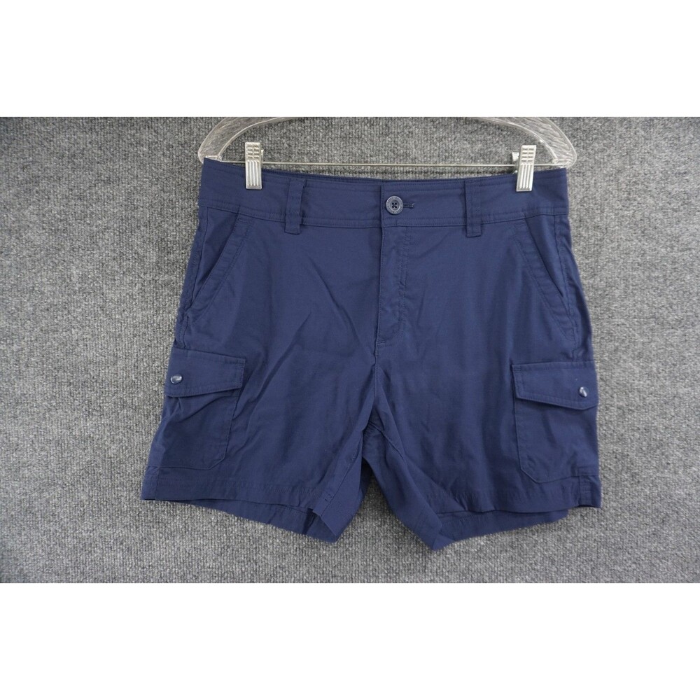 Eddie Bauer Cargo Shorts Womens 8 Blue Nylon Hiking Outdoors 4.5" Inseam